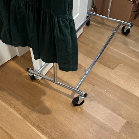 Green Corduroy Dress with Puff Sleeves - Picture 6 of 7